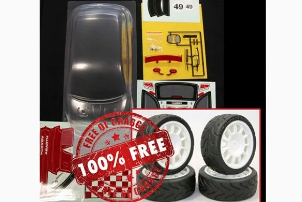 CARROZZERIA TRASPARENTE 500 ABARTH ASSETTO CORSE + ACCESSORI E GOMME