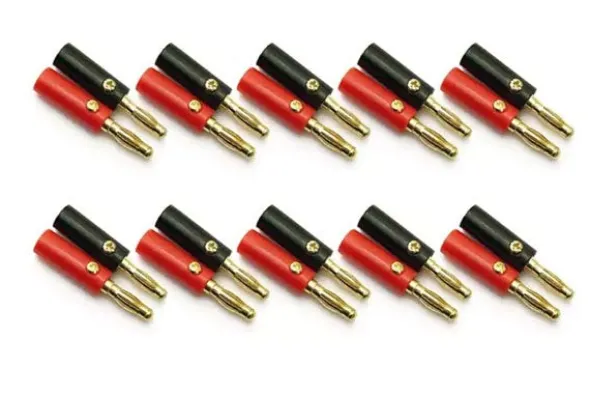 CONNETTORE A BANANA PLACCATO ORO 4MM MASCHIO/FEMMINA - 10 PEZZI