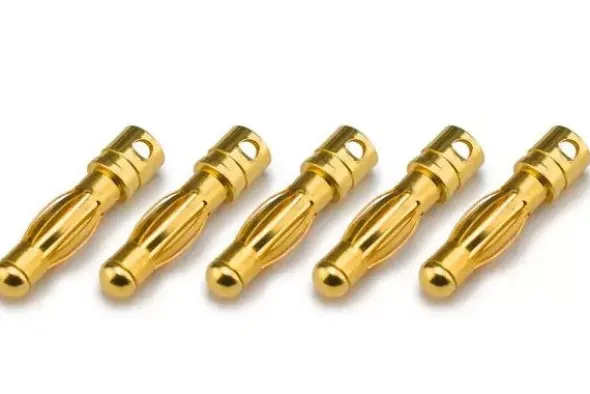 CONNETTORE PLACCATO ORO PK 4MM MASCHIO - 5 PEZZI