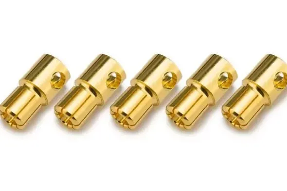 CONNETTORE PLACCATO ORO PK 6MM MASCHIO - 5 PEZZI