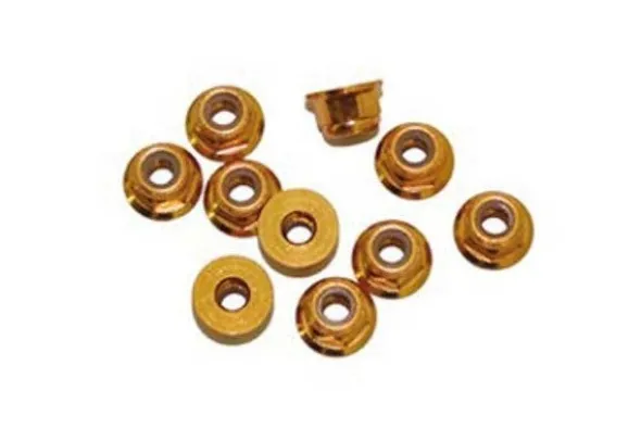 DADO AUTOBLOCCANTE FLANGIATO M3 ALLUMINIO - 10 PEZZI - ARANCIONE