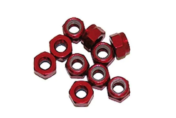 DADO AUTOBLOCCANTE M3 ALLUMINIO - 10 PEZZI - ROSSO