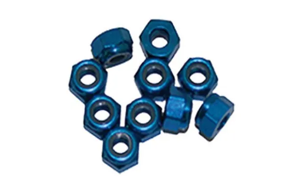 DADO AUTOBLOCCANTE M4 ALLUMINIO - 10 PEZZI - BLU