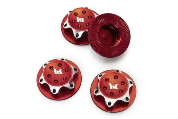 DADO RUOTA 1:8 FLANGIATO ZIGRINATO CHIUSO 17mm - HTR-1910004 - ROSSO