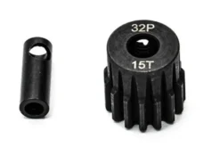 PIGNONE MOTORE 32P 5mm 15 DENTI E ADATTATORE 3,17mm