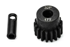 PIGNONE MOTORE 32P 5mm 17 DENTI E ADATTATORE 3,17mm