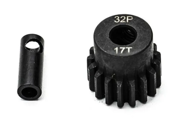 PIGNONE MOTORE 32P 5mm 17 DENTI E ADATTATORE 3,17mm