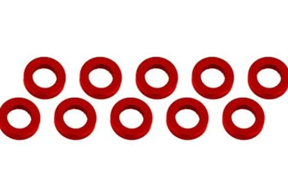 RASAMENTO M3 x 6 x 1 mm ALLUMINIO - 10 PEZZI - ROSSO