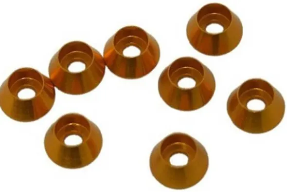 RONDELLA CONICA CILINDRICA M3 ALLUMINIO - 8 PEZZI - ARANCIONE