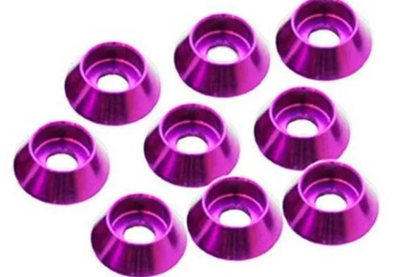 RONDELLA CONICA CILINDRICA M3 ALLUMINIO - 8 PEZZI - ROSA
