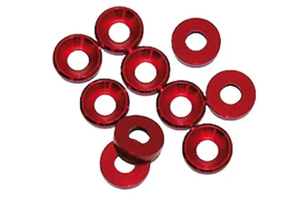 RONDELLA CONICA M4 ALLUMINIO - 10 PEZZI - ROSSA